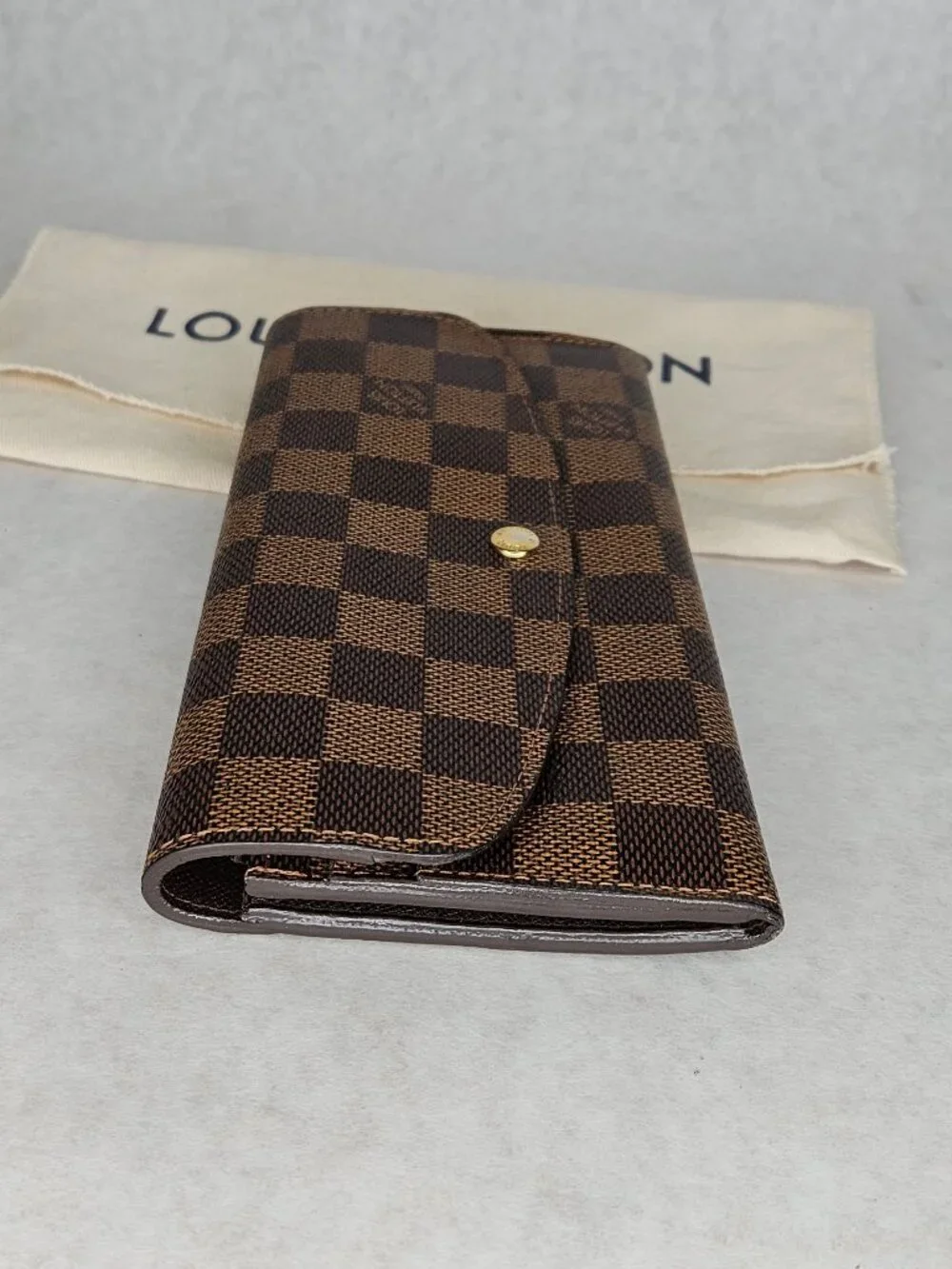 Louis Vuitton Damier Ebene Emilie Long Wallet Brown Interior